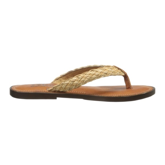 ANTHROPOLOGIE Sandal SBICCA Leather Thong Hand Made Tan Brown Flip Flop Size 7.5 - Picture 8 of 12
